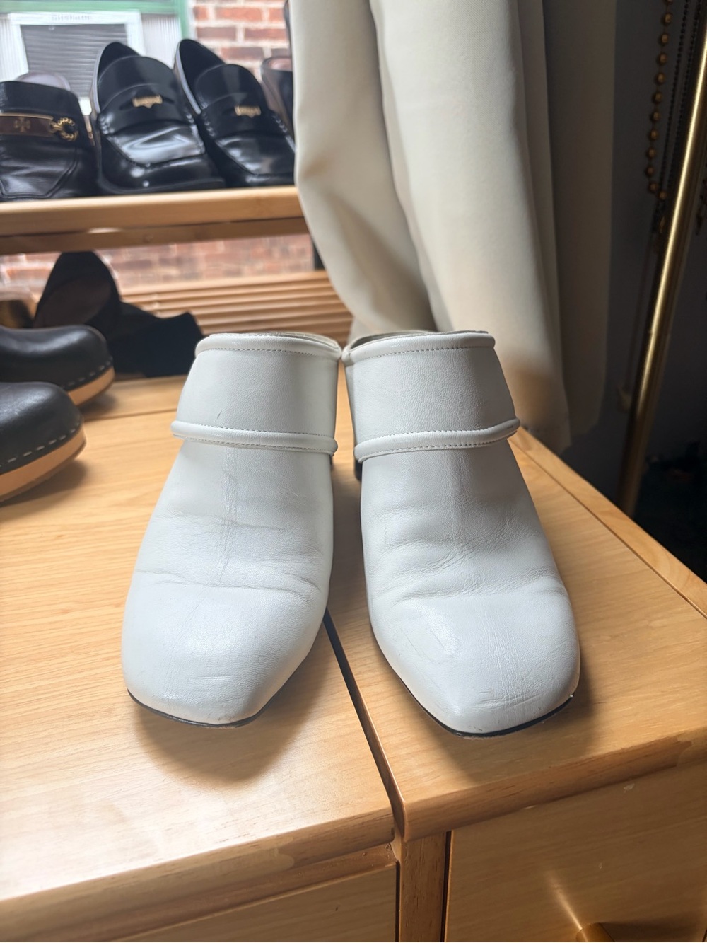 rag & bone White Leather Slip-On Mules SZ 7